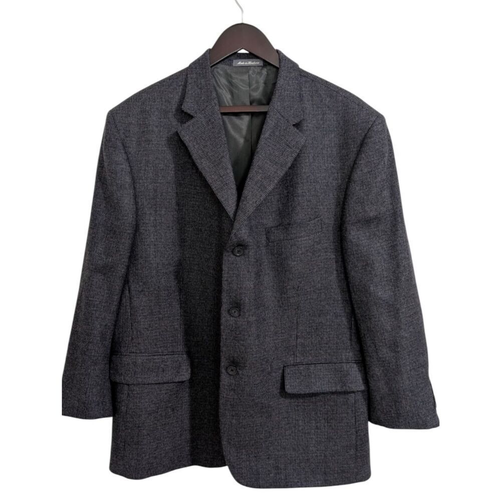 Oscar de la Renta 100% Lambswool Blazer Sport Coat Gray 46S